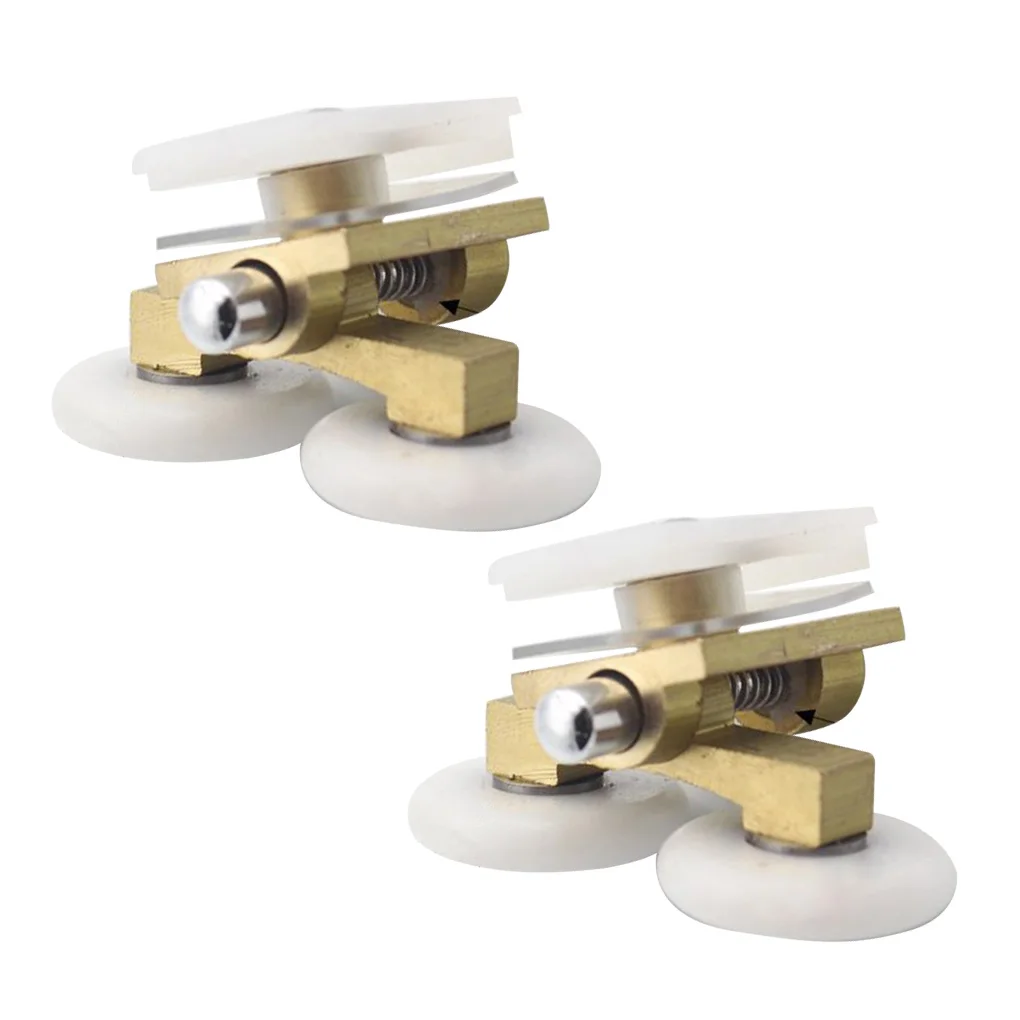 

2pcs Shower Enclosure Door Copper Roller Glass Sliding Door Runner Double Wheel Bathroom Pulleys Shower Enclosure Door Rollers