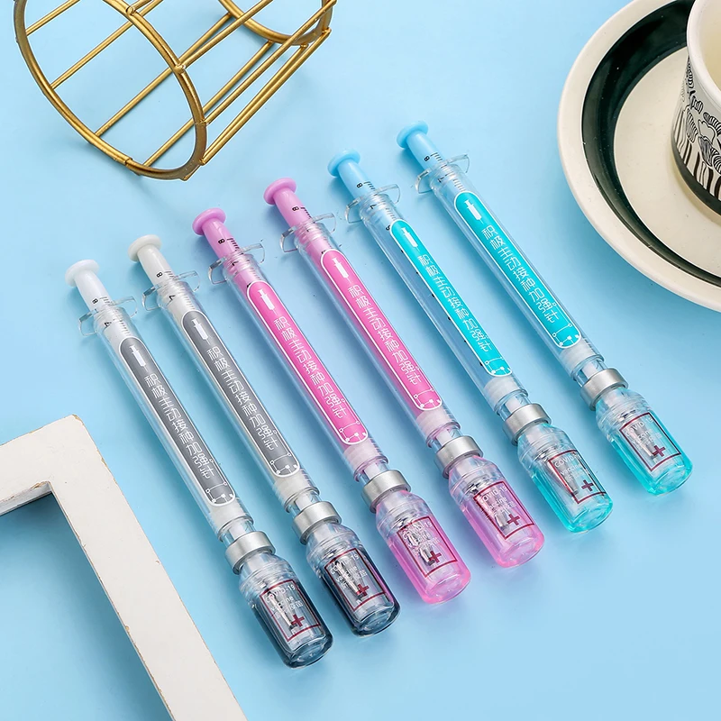 

1PC Creative Syringe Modelling Neutral Pen Gel Signature Pens Students Nurse Gift Black Water 0.38mm Kawaii Student Stationery