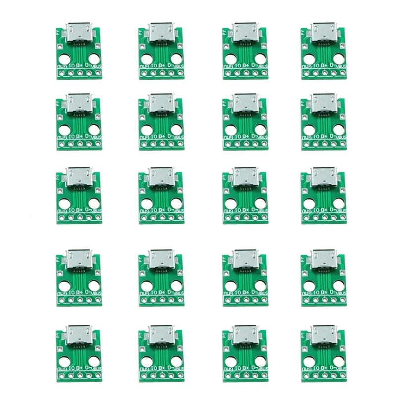 

20 шт. микро-USB для DIP 2,54 мм адаптер разъем модульная панель 5-контактная штыревая плата 2,54 мм микро-USB печатные платы Тип детали
