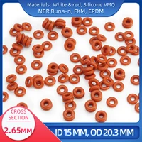 O Ring CS 2.65 mm ID 15 mm OD 20.3 mm Material With Silicone VMQ NBR FKM EPDM ORing Seal Gaske