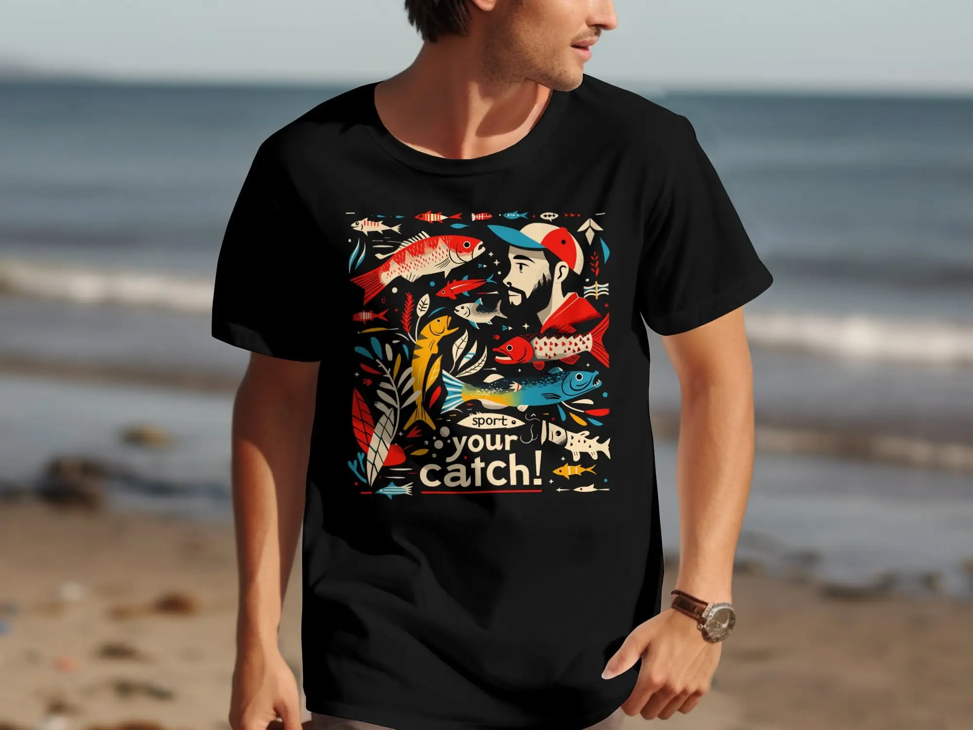 Спортивная рыболовная футболка с изображением рыбы красочная уникальная одежда