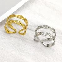 stainless steel for men intersecting vines open rings personalized women trendy simple adjustable rings jewelry gifts wholesale