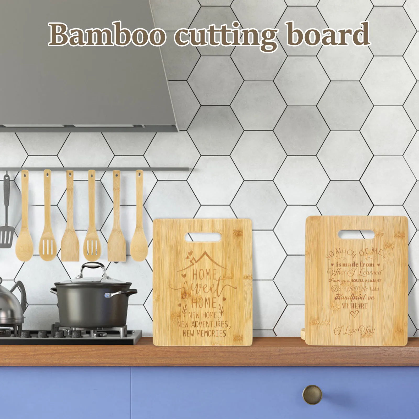 Набор разделочных досок и посуды бамбуковых кухонных принадлежностей