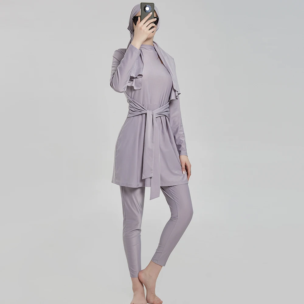 3Pcs Women Swimsuit Burkini Muslim Swimwear Borkini Modest Scarf Hijab Hair Hood Arab Turkey Islami Bathing Beach Pool Bourkini