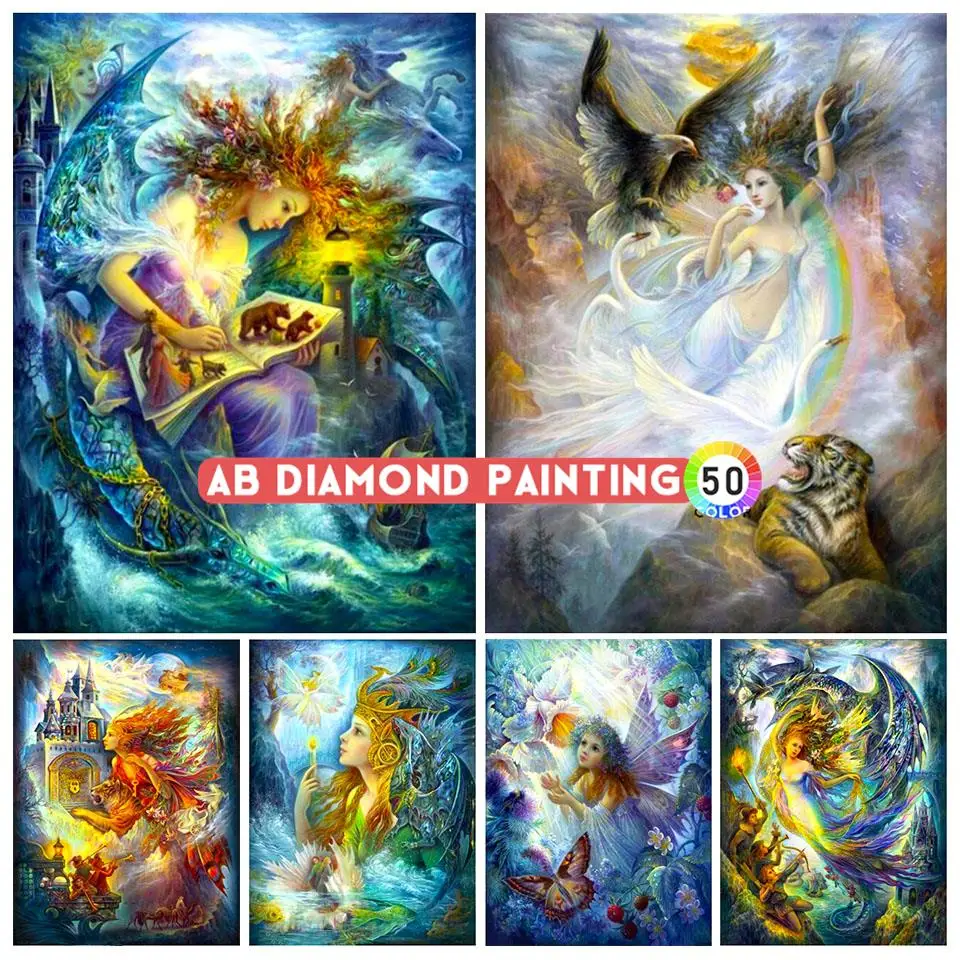 Pintura de diamantes 5D, retrato de Ángel de fantasía, mosaico de diamantes, Kit de punto de cruz bordado, imagen de diamantes de imitación, arte AB, decoración del hogar