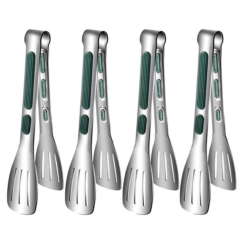 

4 шт., силиконовые антипригарные щипцы из нержавеющей стали