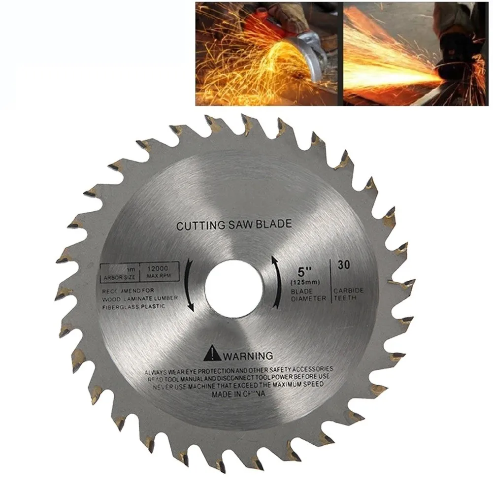 

1pc 5inch 125mm Carbide Tipped Saw Blade 30 Teeth Wood Cutting Disc For Solid Wood Wood-based Panels Plywood Cutting Tools