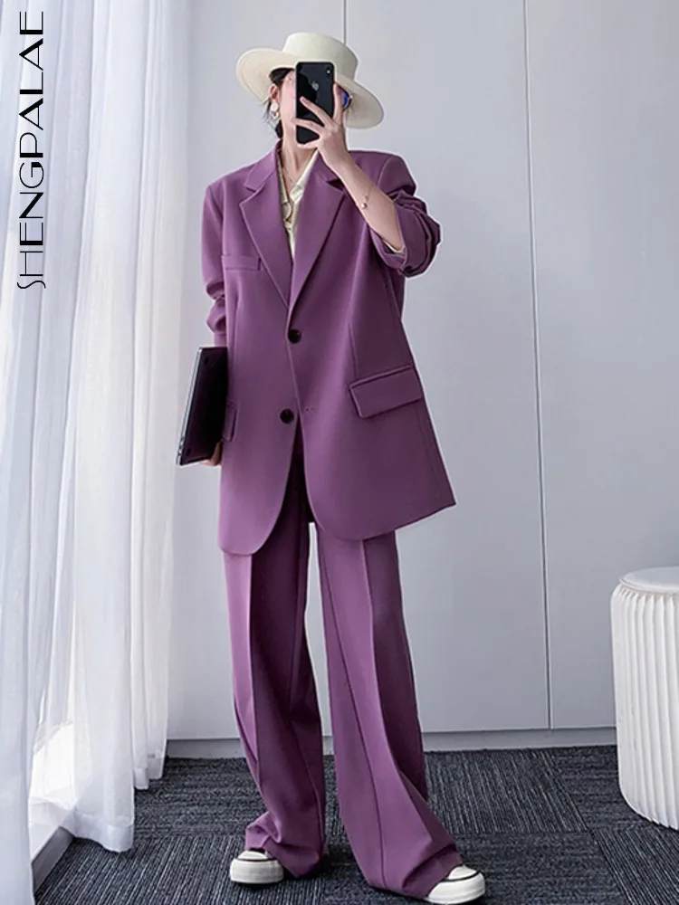 

SHENGPAIAE Women Vintage Loose Suits High Street Ladies Trouser Blazer Suit Pants Evening Clothes 2023 Spring Female Set 5W449