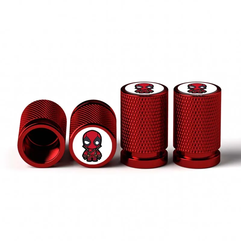 

4 шт. Marvel Deadpool универсальные автомобильные колеса, колпачки для штока клапана, воздушные чехлы для Subaru Suzuki Tesla Toyota Hyundai Honda Ford Dodge