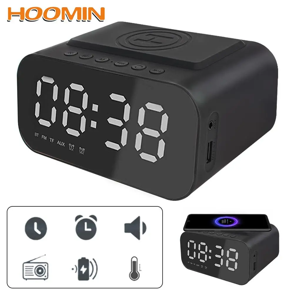 

Многофункциональное настольное Fm-радио часы Беспроводное зарядное устройство Будильник Bluetooth динамик светодиодсветодиодный умные цифров...