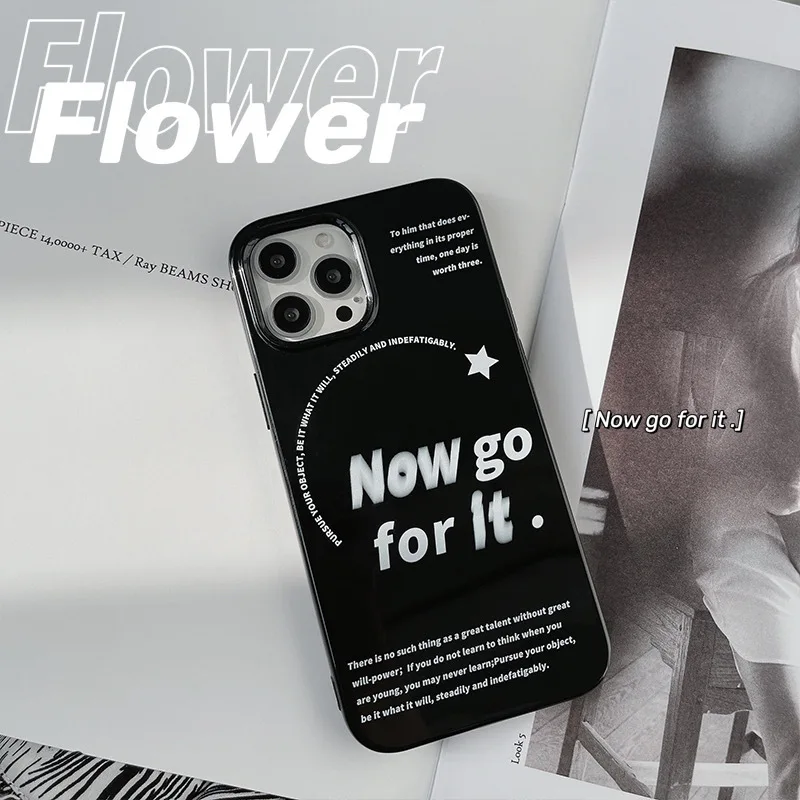 

Ins Style Fashion English Quotes Black Hard Phone Case for iPhone 14 13 12 11 Pro XS Max 8 7 Plus X XR Shockproof Phone Cover