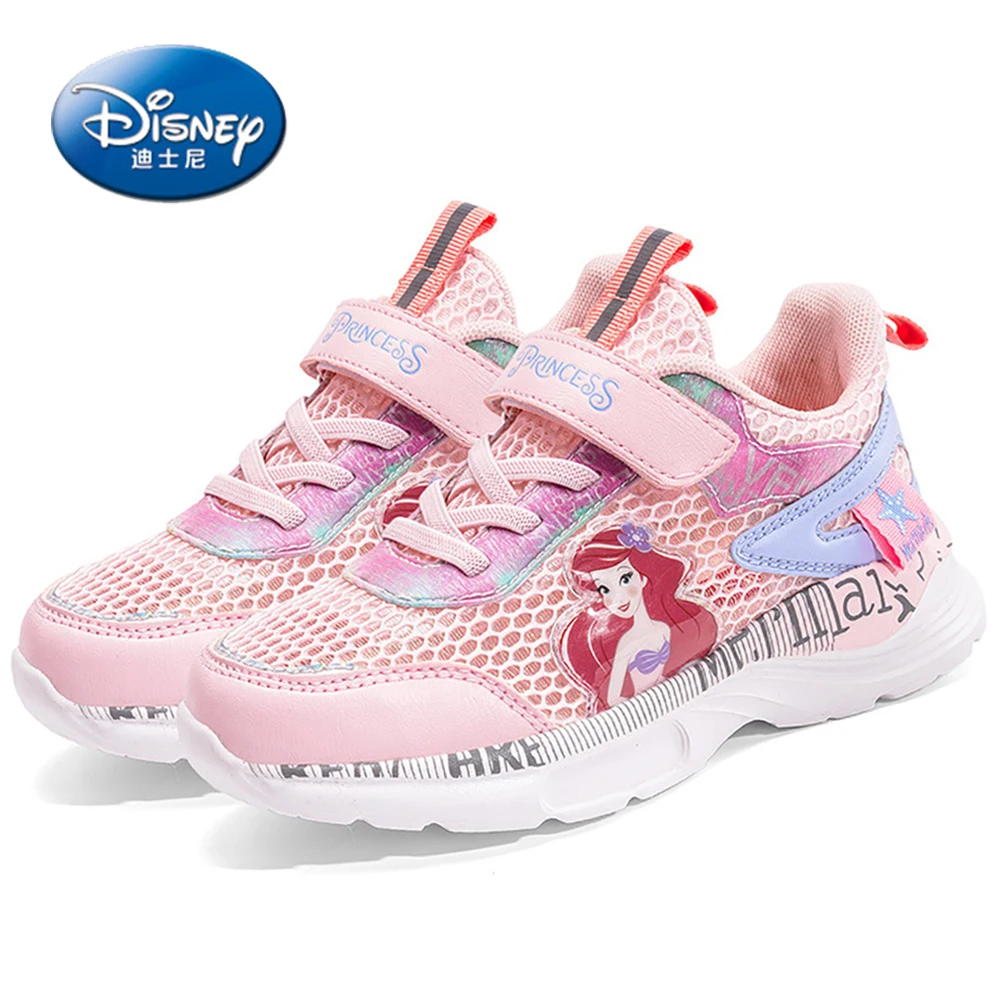 

Disney 2022 Summer New Children's Casual Sneakers For Spring Autumn Girls Mermaid Print Sneaker Kids Non-slip Breathable Shoes