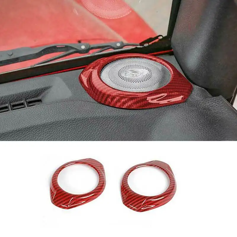 

Для Jeep Wrangler JK 2015-2017 Red Carbon Fiber A Pillar Speaker Cover Trim 2 шт.