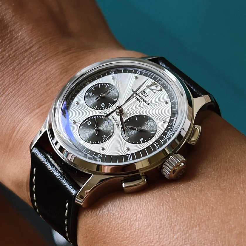 

38mm Pilot Chronograph Watch Men 1963 Panda Chrono Quartz Wristwatches Vintage Military Timing Clock Japan VK68 Mysterious Code