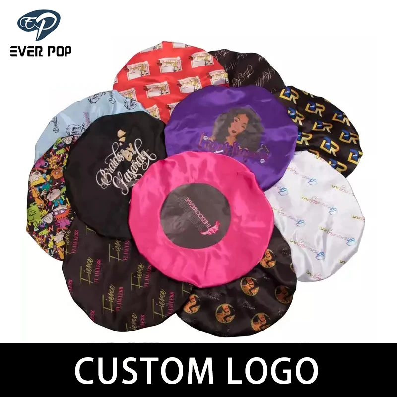 

Colorful logo Bonnets with Wholesale Price Accept Customized With Logo Custom Wig Silk Bonnet An Scarf Sets Band