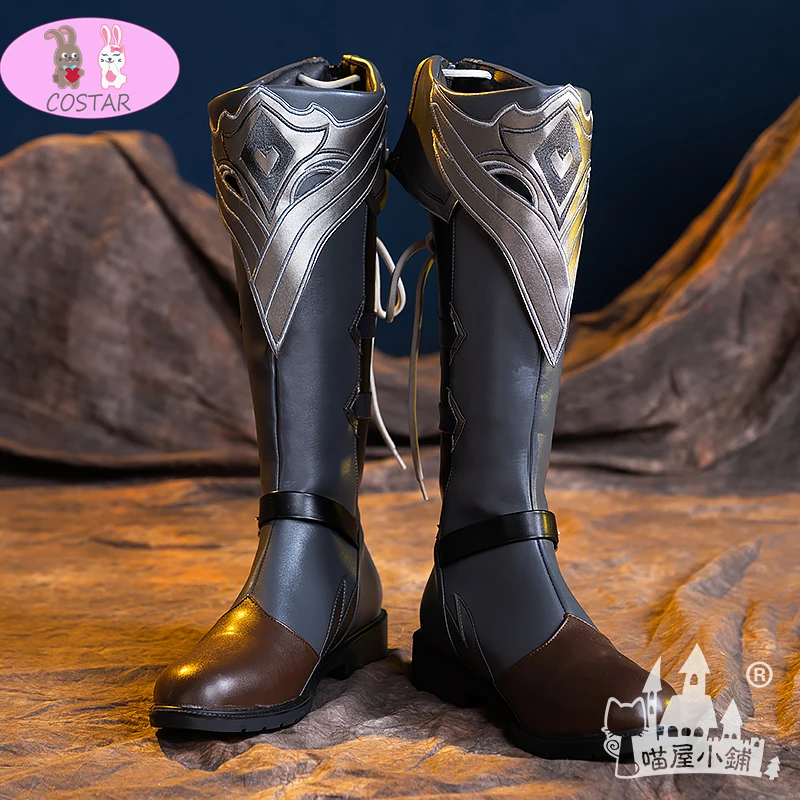 

Hot Game Genshin Impact Diluc Shoes Dark Red New Skin Cosplay Leather Boots Unisex Role Play Halloween