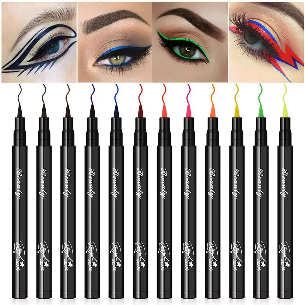 

12 Colors Matte Liquid Eyeliners Set Colored Eyeliner Pens Long Lasting Waterproof Smudge Proof Liquid Eyeliner Pens