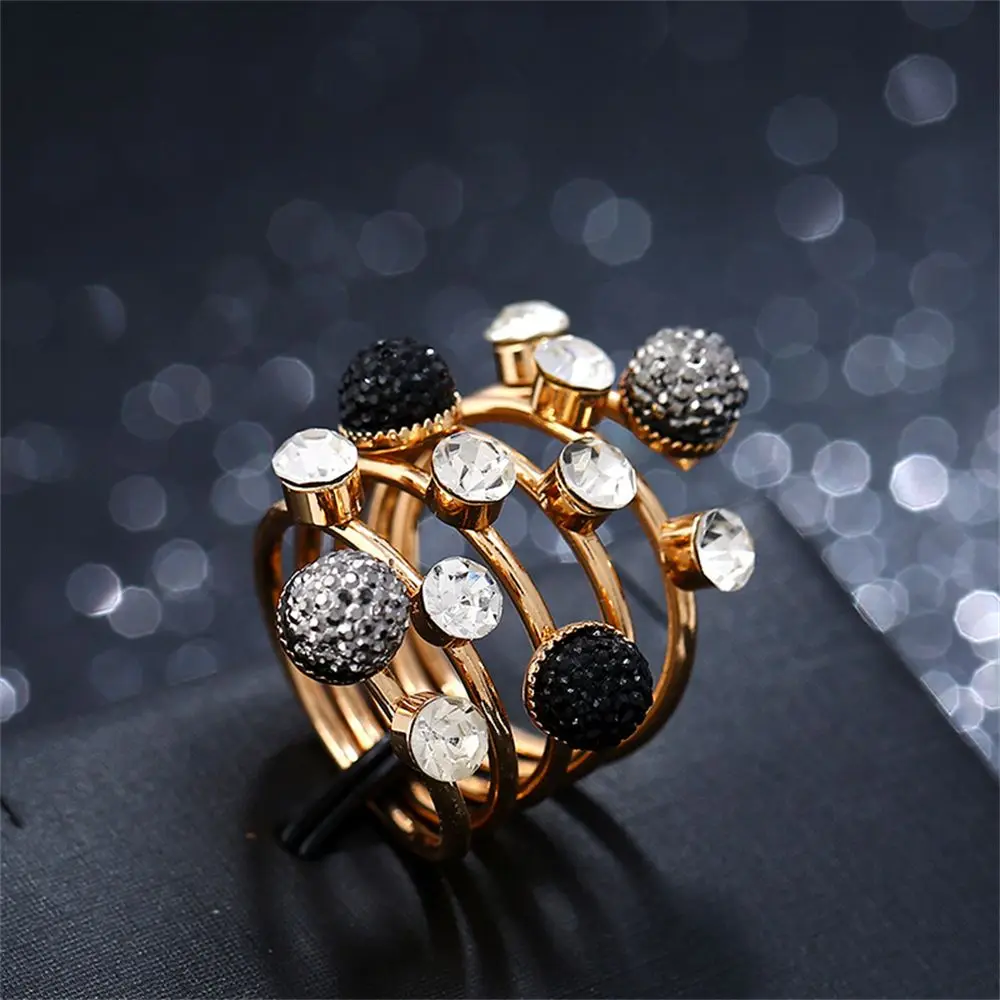 

Vintage Party Jewelry Luxury Geometric Zircon Ring Copper Rhinestone