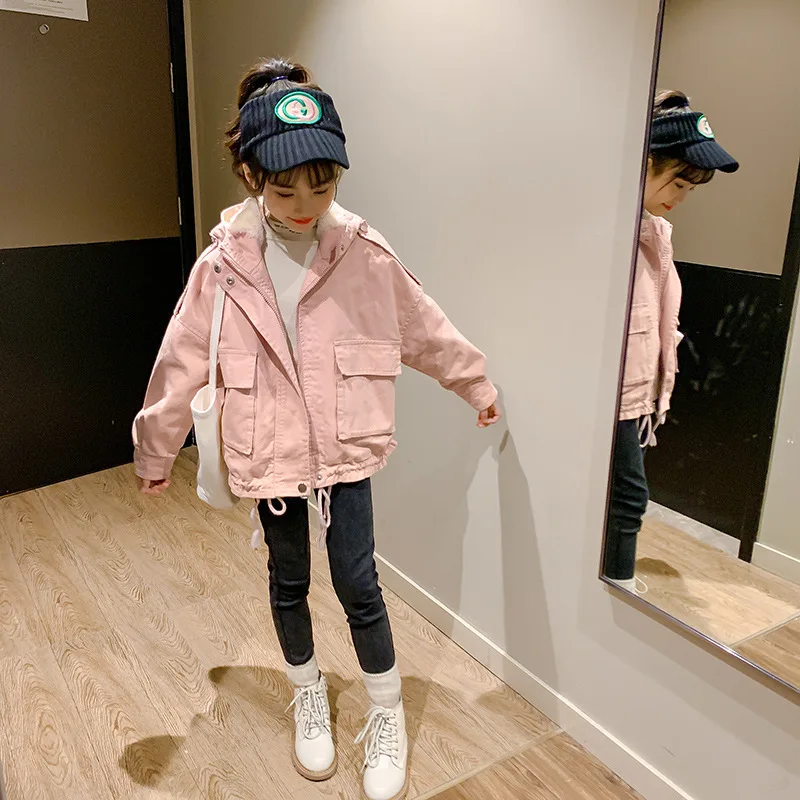 Новая зимняя парка для девочек одежда осени и зимы с флисом Корейская версия