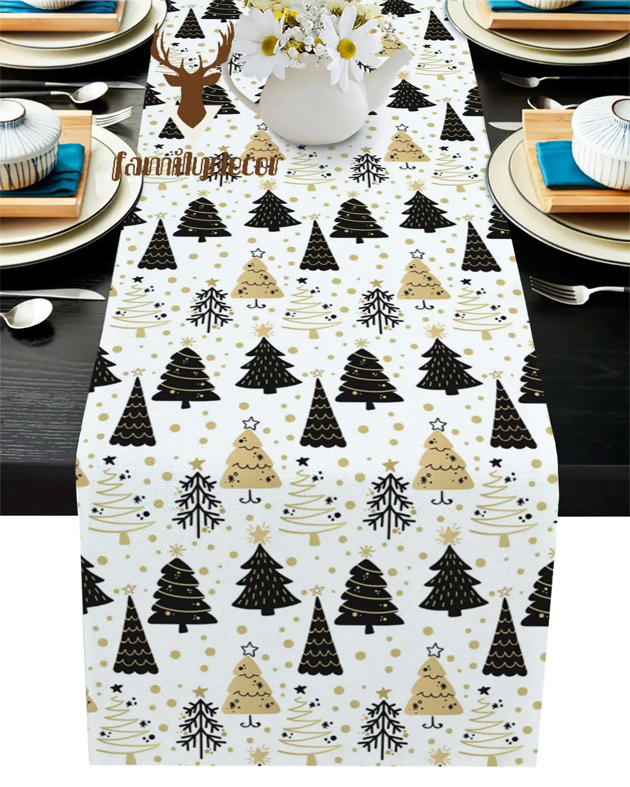Черная и Золотая настольная дорожка на рождественскую елку для свадебной
