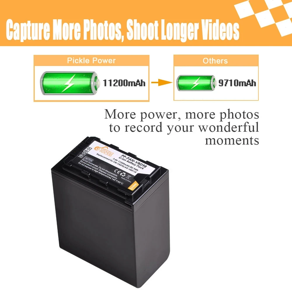 Аккумулятор VW-VBD98 VW VBD98 11200 мАч для Panasonic VBD58 VBD78 AG-VBR59 AG-VBR89 AG-VBR118 AJ-PX280 PX285MC AG-HPX265MC HPX260MC