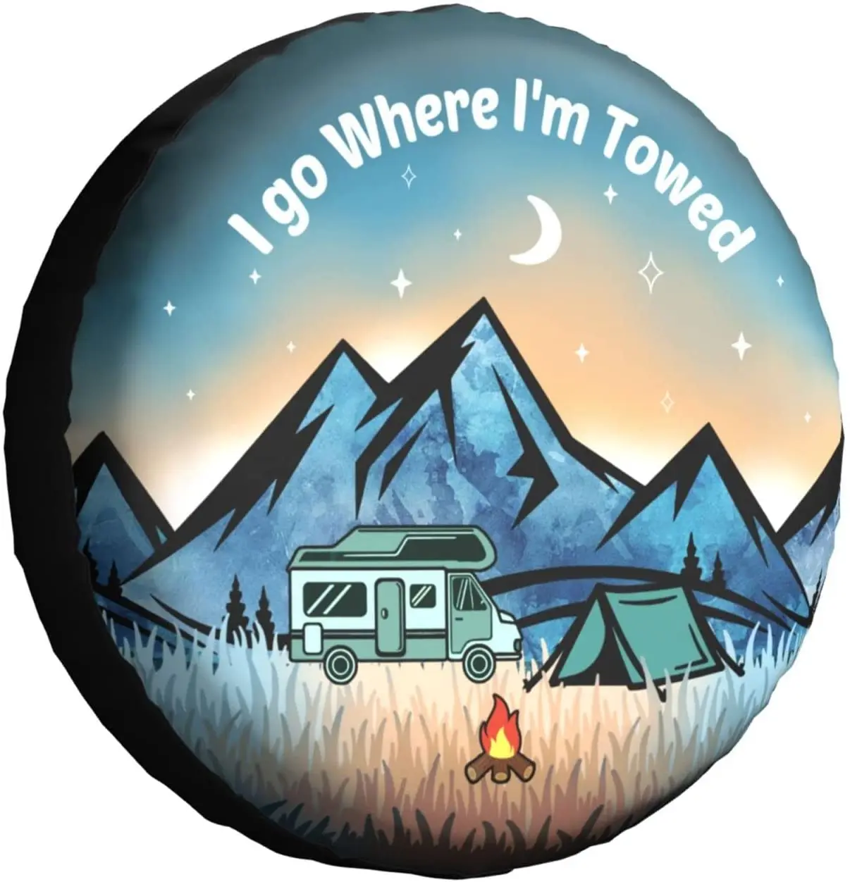 

Gwomo I Go Where I'm Towed Spare Tire Cover Weatherproof Wheel Protectors Universal Fit for Trailer Rv SUV Truck Camper Travel T