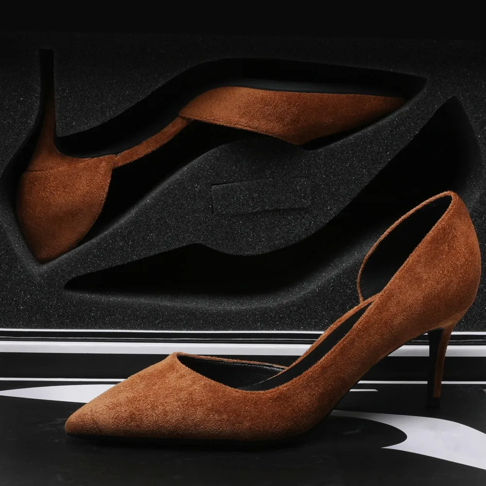 Women Blue Suede Leather Pumps Fashion Sexy Classic Design 6cm Stilettos High Heels Spring Casual Office Work Shoes Female E0068