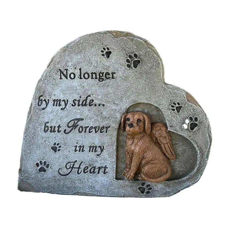 

Pet Memorial Stone Resin Dog Memorial Grave Marker Heart-shaped Garden Memorial Stone For Dog Resin Pet Memorial Statue Grave