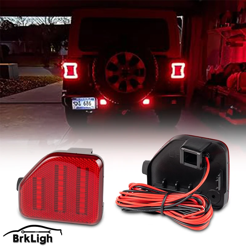 

2x Rear Bumper LED Reflector Reverse Lights Kit Compatible with Wrangler JL 18-23 68281936AB, CH1185108 (Red Len & Smoked Len)