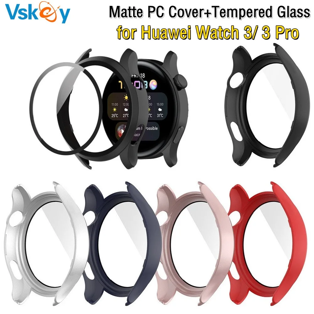 

10PCS Matte Screen Protector PC Cover for Huawei Watch 3 Pro Hard Case Smart Watch Bumper With Tempered Glass Film for Watch3