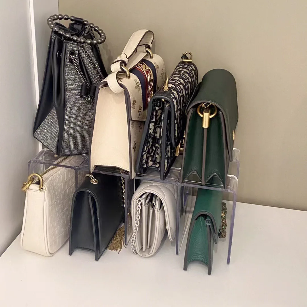 

3\4 Grids Luxury Bag Storage Rack Wardrobe Divider Handbag Storage Rack Shelf Transparent Purse Divider Shelf Bags Display Racks