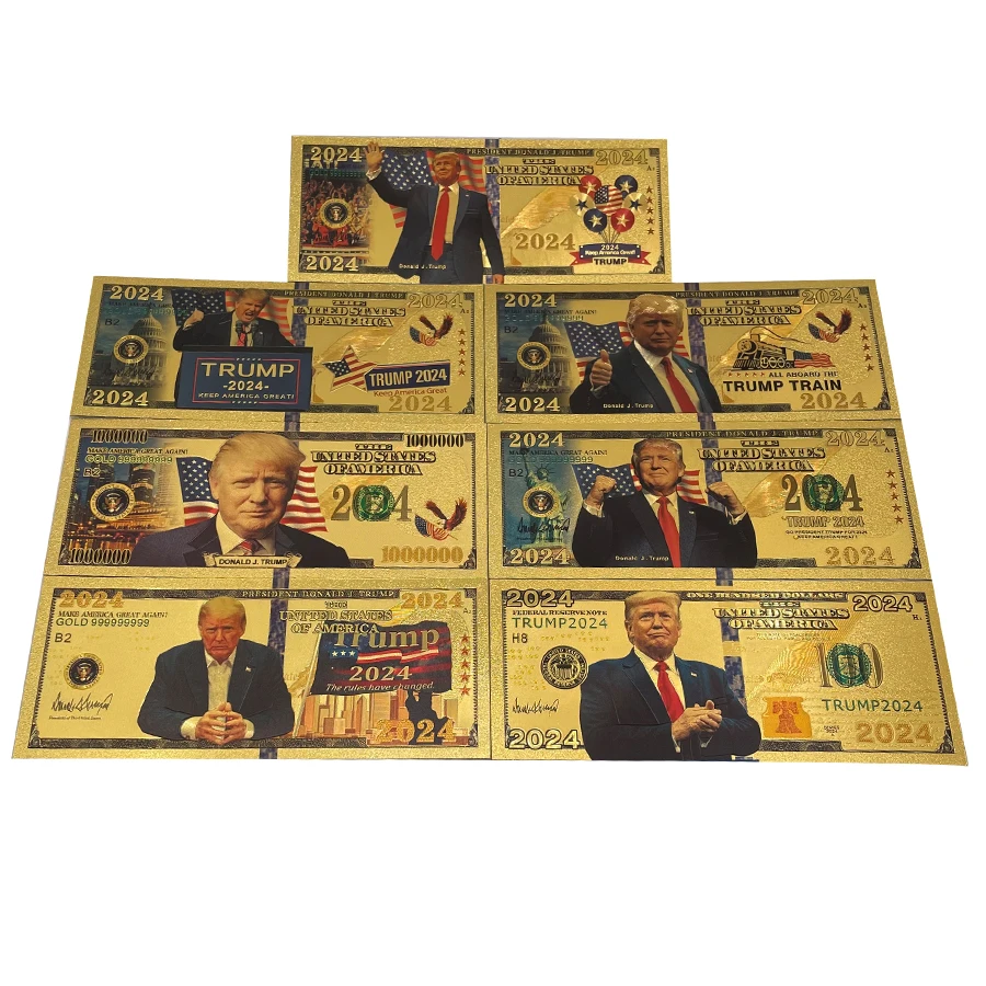 

10Pcs/Lot dropshipping US President Donald Trump 2024 Bill Gold Banknote trb Golden check Banknotes cards for Collection Gifts