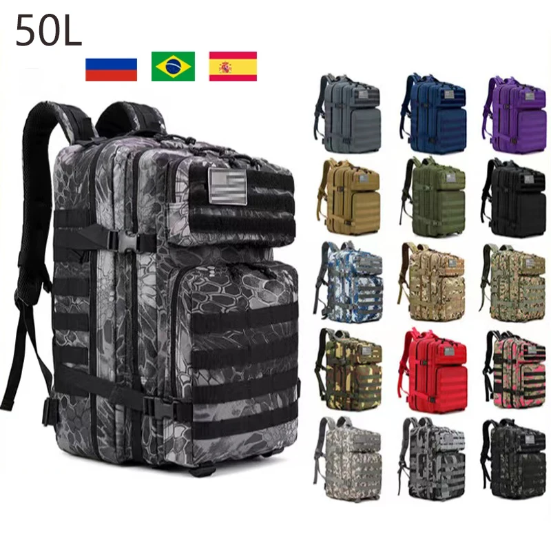 50L Men Military Tactical Backpack Waterproof Large Capacity Bag Mochila Outdoor Sport Hiking Camping Hunting Trekking Rucksacks