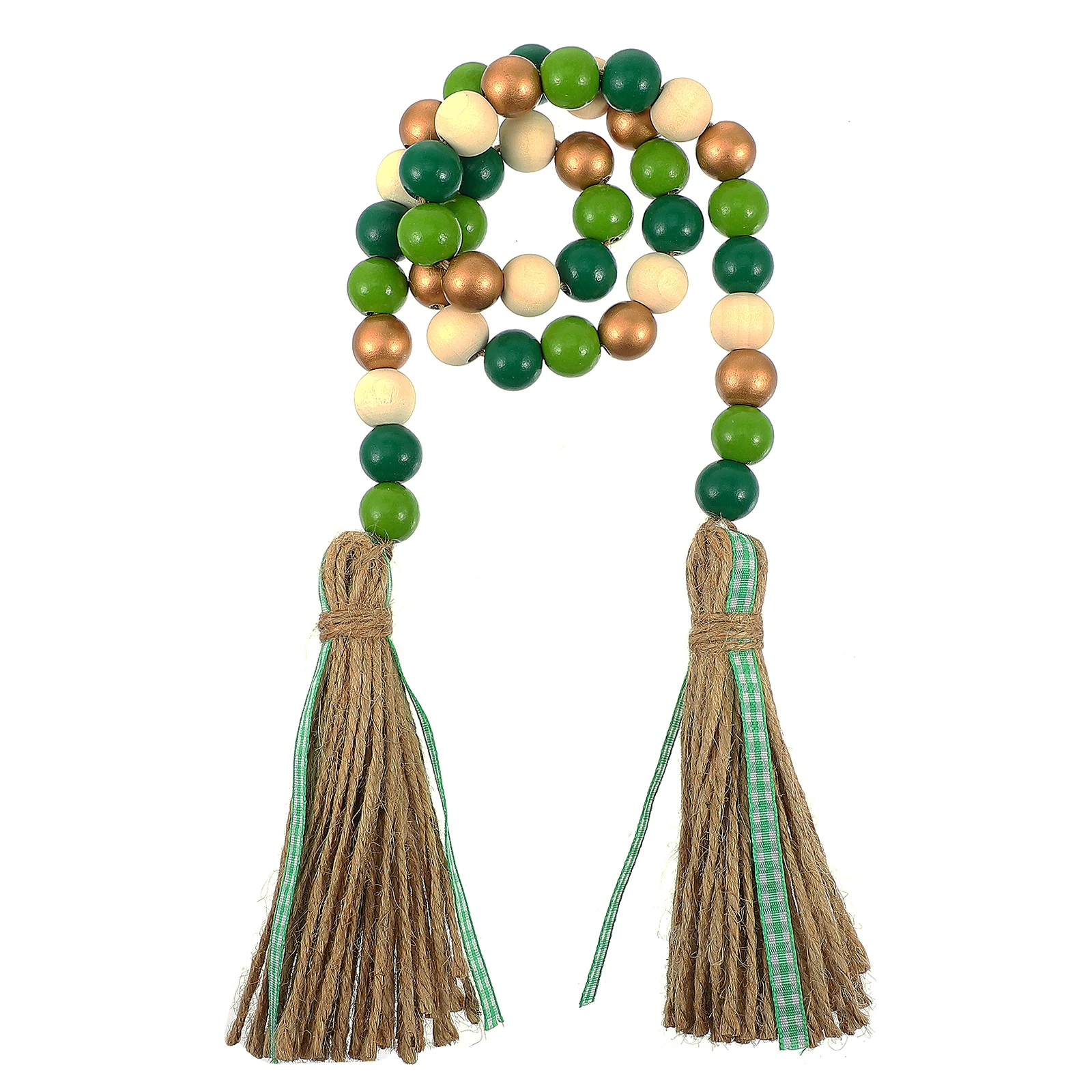 

Easter St.Patrick Day Wood Bead Garlands With Tassels Farmhouse Rustic Country Wood Bead Boho Garlands For Tiered Tray Decor