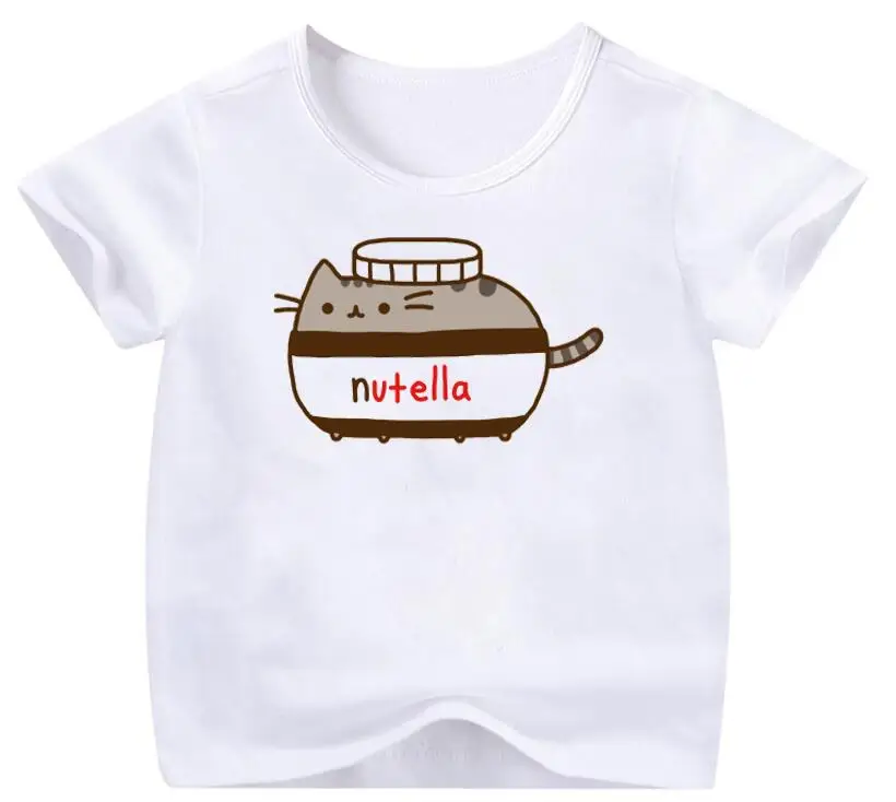 

Cute Cat Eat Ice Cream Cartoon Print Tshirt For Girls/Boys Kawaii Kids Clothes Harajuku Shirt Summer Fashion Love T Shirt Tops