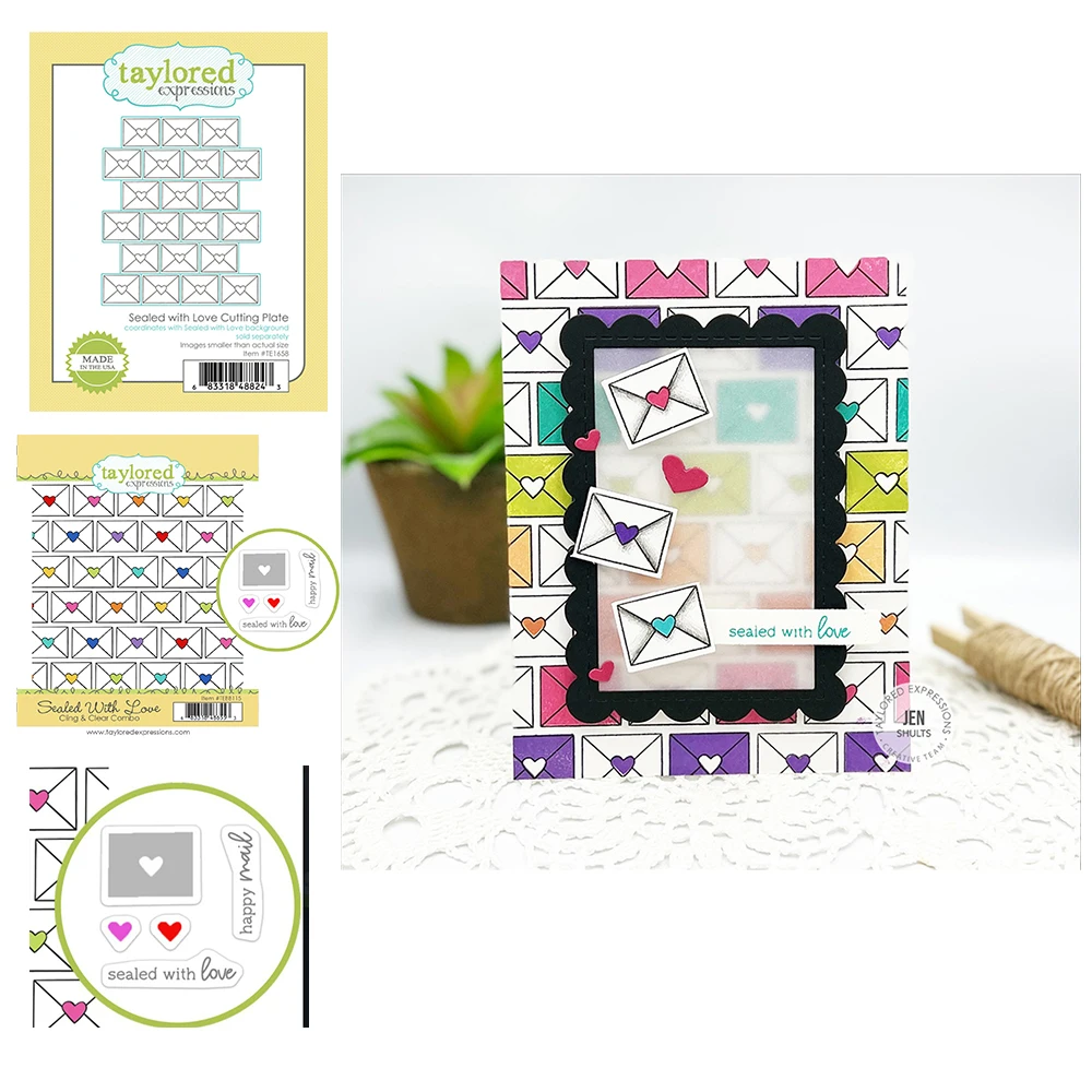 

Sealed with Love Metal Cutting Dies and Stamps Set Diy Scrapbooking Paper Craft Mould 2022 New Arrival High Quality Punch Molds