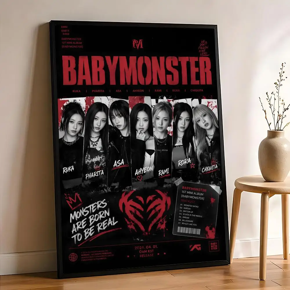 Фото Постер K-pop группы Babymonster, HD-арт, самоклеящаяся наклейка на стену, декор для комнаты, водонепроницаемое украшение для дома, бара, эстетичный декор. №4