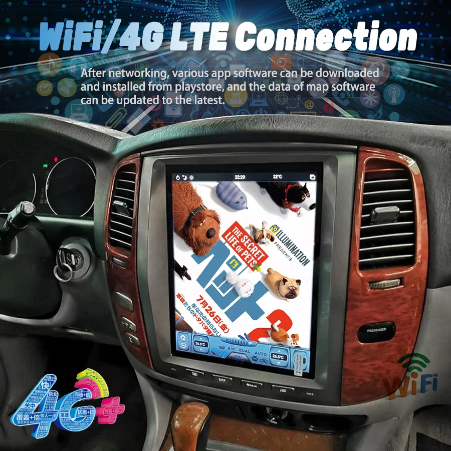 Автомагнитола Tesla Screen Android Radio с GPS, Carplay, мультимедиа-видеоплеером на 128 ГБ для Toyota Land Cruiser 100 2003 и Lexus LX470.