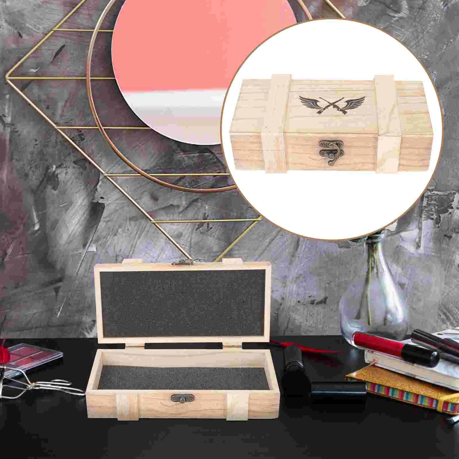 

Box Wooden Storage Jewelry Trinket Vintage Treasure Gift Organizer Foldable Crafts Lids Keepsake Bins Wood Decorative Bank Boxes