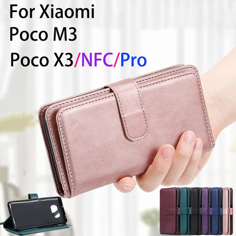 

Multifunctional Wallet Flip Cover For Poco X3 NFC Pro M3 Luxury Magnetic Closure Leather Phone Case For Xiaomi Poco X 3 NFC Capa