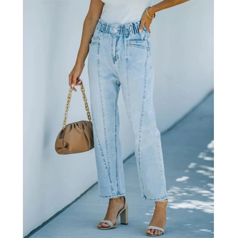 

Women's Straight Non-stretch Denim Trousers Mom Jeans High Waist Mom Jeans Y2k Pants