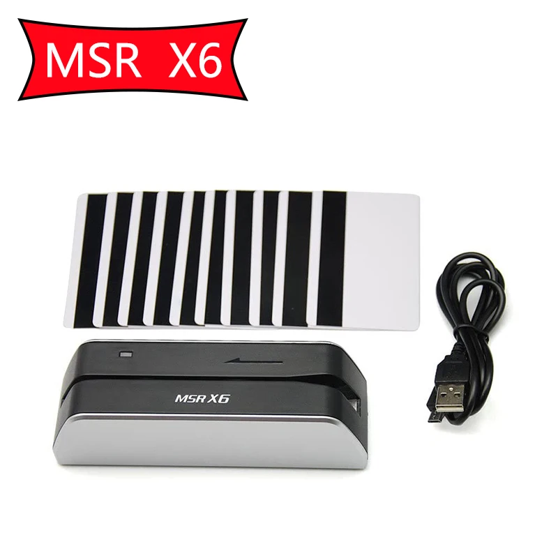 

1PCS Mini Portable MSR X6 MSRX6 USB magnetic card reader writer Compatiable for MSR605X msr206 msrx6bt msr x6bt