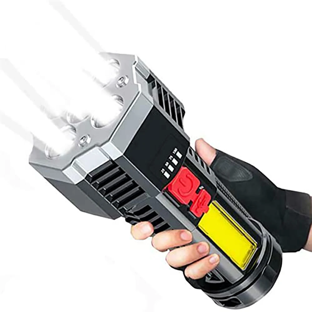 Перезаряжаемый USB-фонарик, суперъяркий фонарик, яркий портативный фонарик с COB матрицей, боковые прожекторы, лампа, наружное освещение для КАМПИ