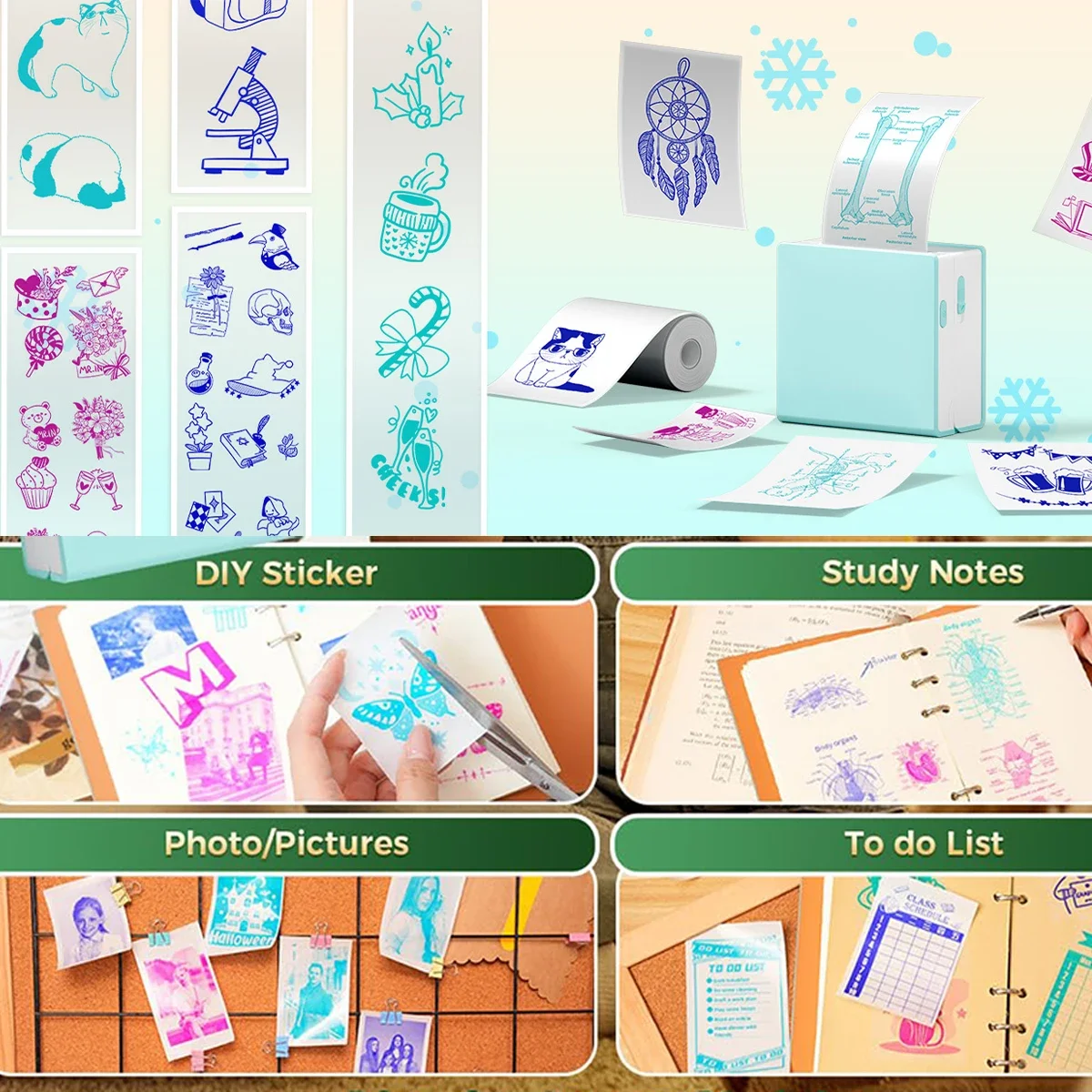 Клейкая термобумага T02 для мини-принтера наклеек M02/T02/M02 Pro/M02S/M03/M03AS/M04S/M04AS черный на