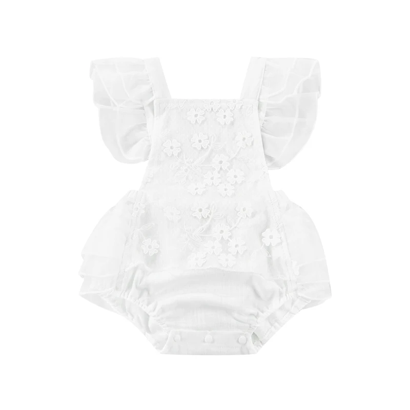 

Baby Girl Romper, Short Sleeve Square Neck Toddlers Loose Summer Casual Ruffle Floral Dress