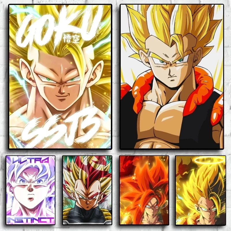 

Kakarotto Oil Painting Dragon Ball Posters Super Saiyan Printed Wall Art Picture Kids Room Home Decor Cuadros NO Frame 40x50cm