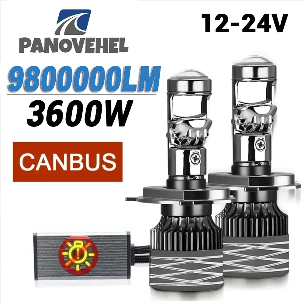 Фото Светодиодные линзы-проекторы PANOVEHEL для автомобильных фар, 9800000LM, 3600W, H7 H4 H11 9005 9006 HB3 HB4, Canbus, 6000K, противотуманные фары для мотоциклов, LHD, 12V №1