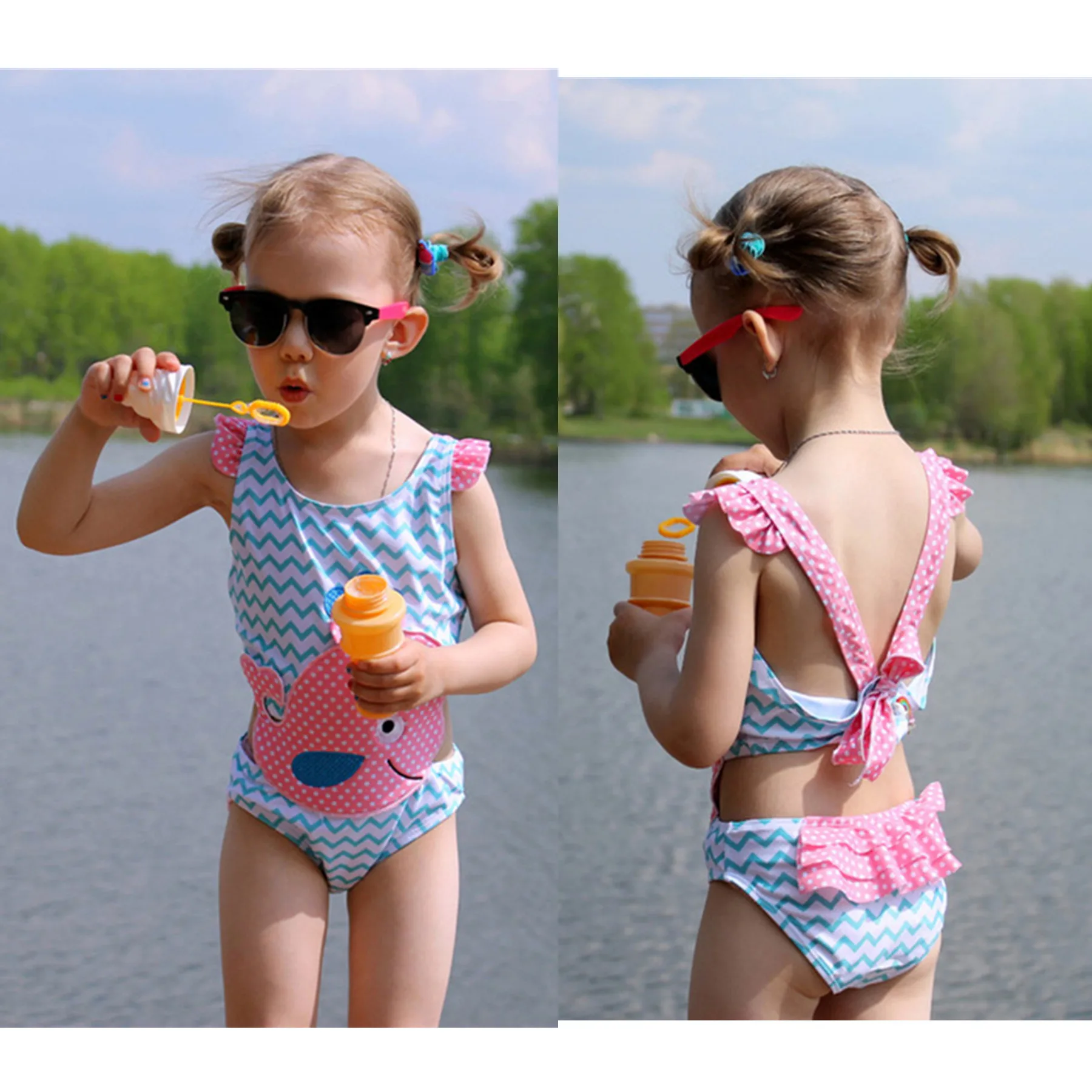 

Kids Baby Girls Swimsuit Overalls 2022 0-8T Summer One Piece Swimwear Flamingo Children's Swimwear Unicorn One Piece Swimsuit