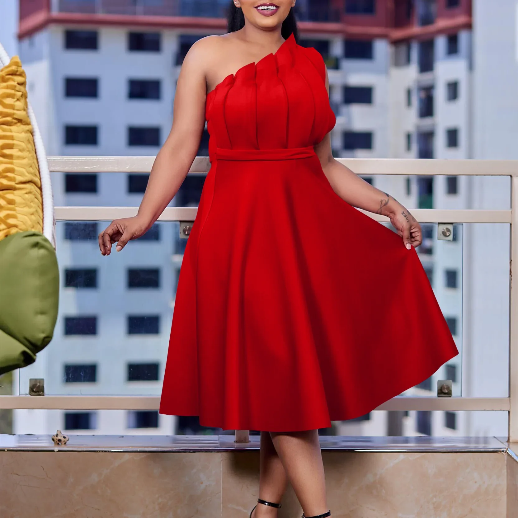 Женское модное платье большого размера элегантное однотонное пикантное