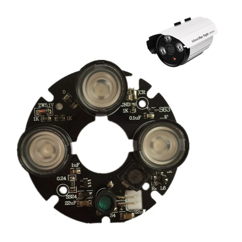 

2X 3 Array IR LED Spot Light Infrared 3X IR LED Board For CCTV Cameras Night Vision (53Mm Diameter)